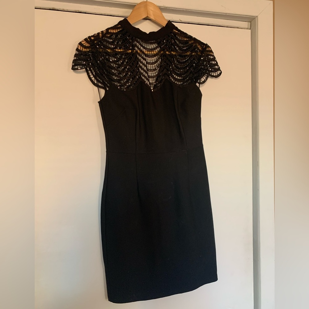 Sequined top black dress